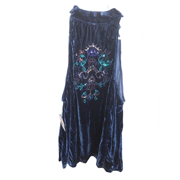 Free People Blue Velvet Jill Swing Dress, Size Small NWT - Picture 5 of 8